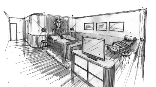 Appartement Konferenzzimmer Zimmer Bettpaneel mit Sideboard